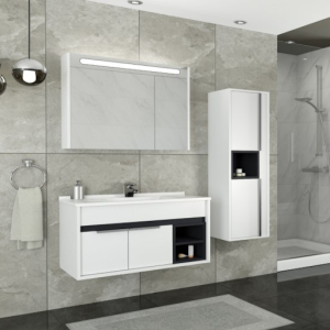 Aquanil Napoli 85 Cm Beyaz Lavabolu Banyo Dolabı - Antrasit / Beyaz