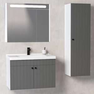 Aquanil Avien 80 Cm Beyaz Lavabolu Banyo Dolabı - Antrasit